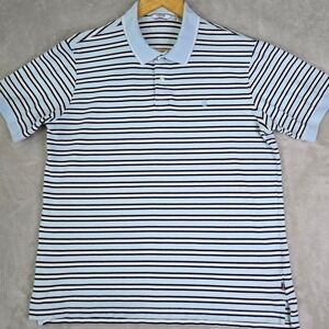 Izod Mens Large Light Blue Striped Piqueโ Short Sleeve Golf Polo Shirt